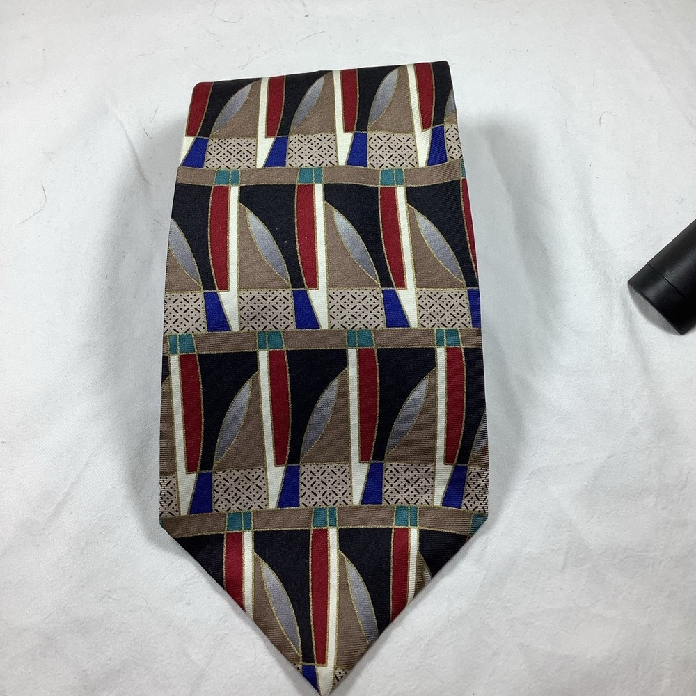 Prieto Men's Silk Tie Abstract Geometric USA - Picture 3 of 4